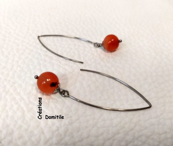 boucle oreille argent cornaline creations domitile orthez