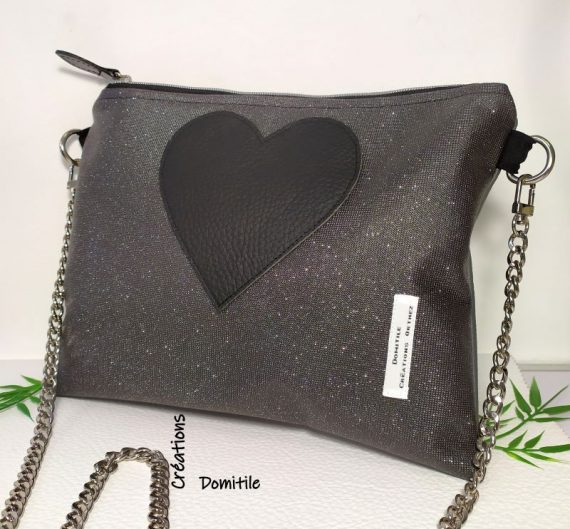 sac romantique coeur et paillettes