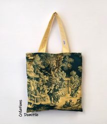 tote bag romantique vert beige anse courte