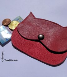 porte monnaie cuir rouge artisanal